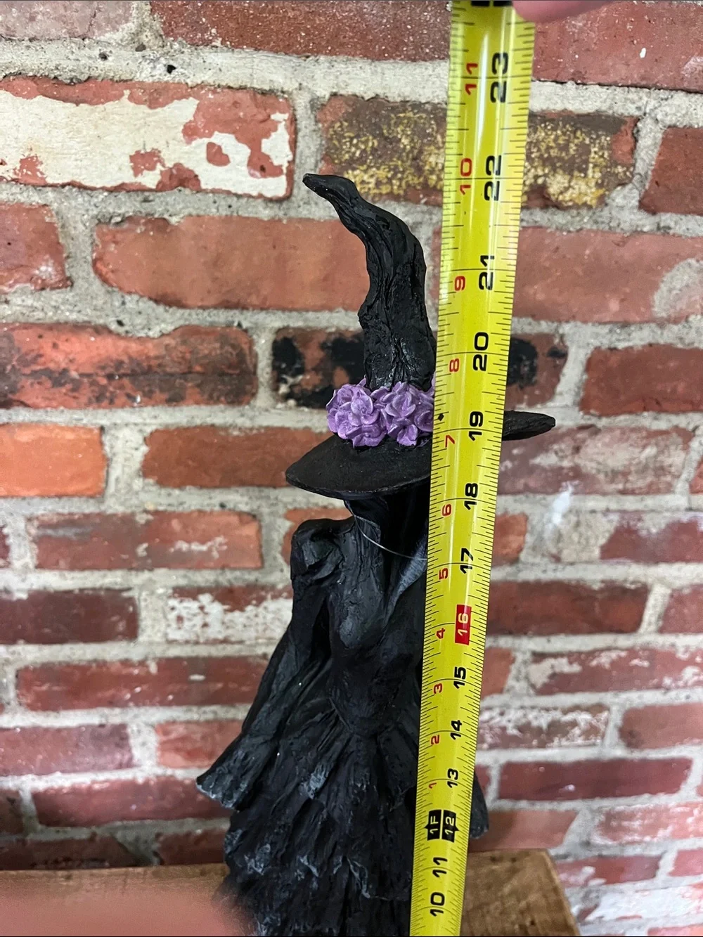 Tahari Black Witch Figurine with Purple Hat Accent